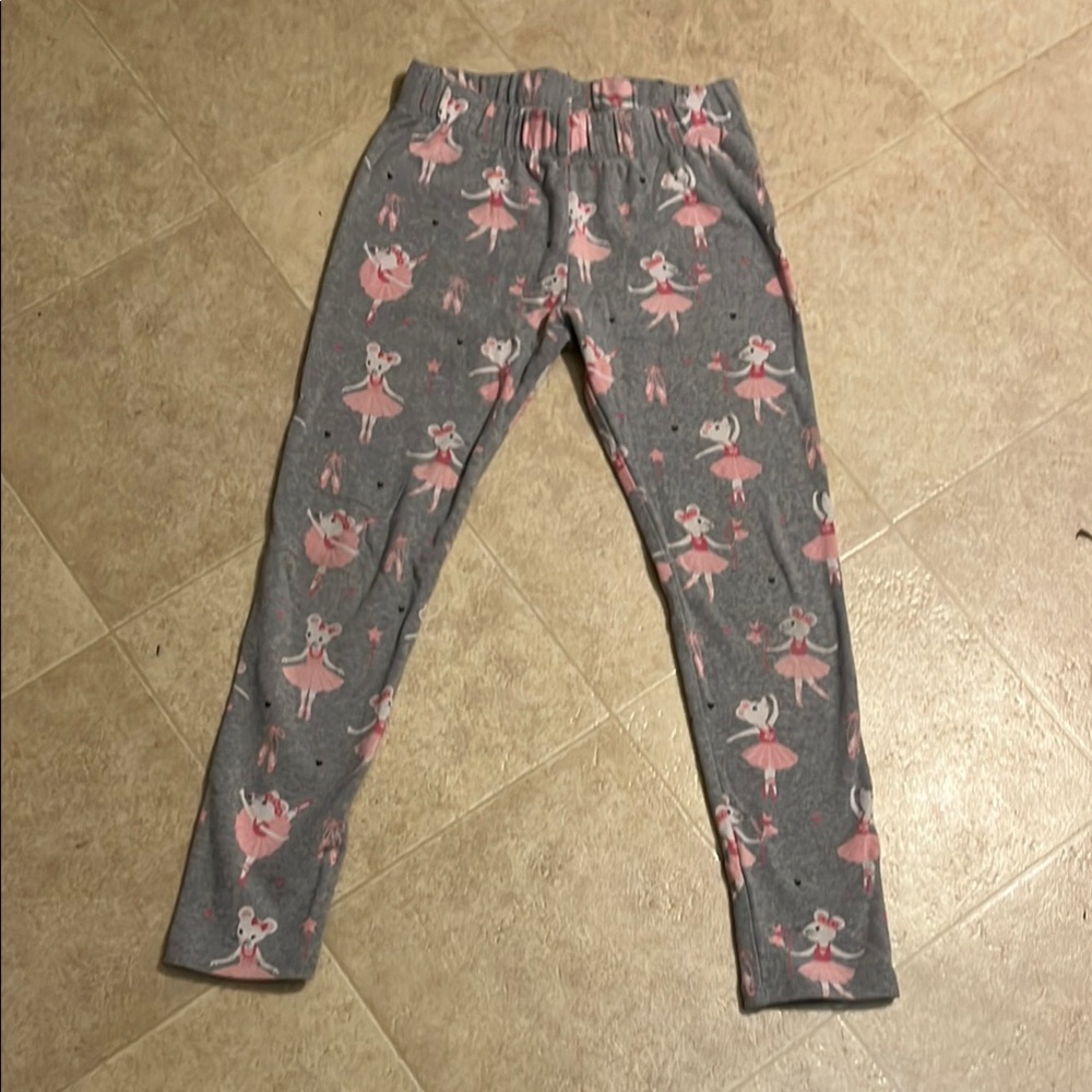 Gray Kids Leggings with Pink Ballerina Print
